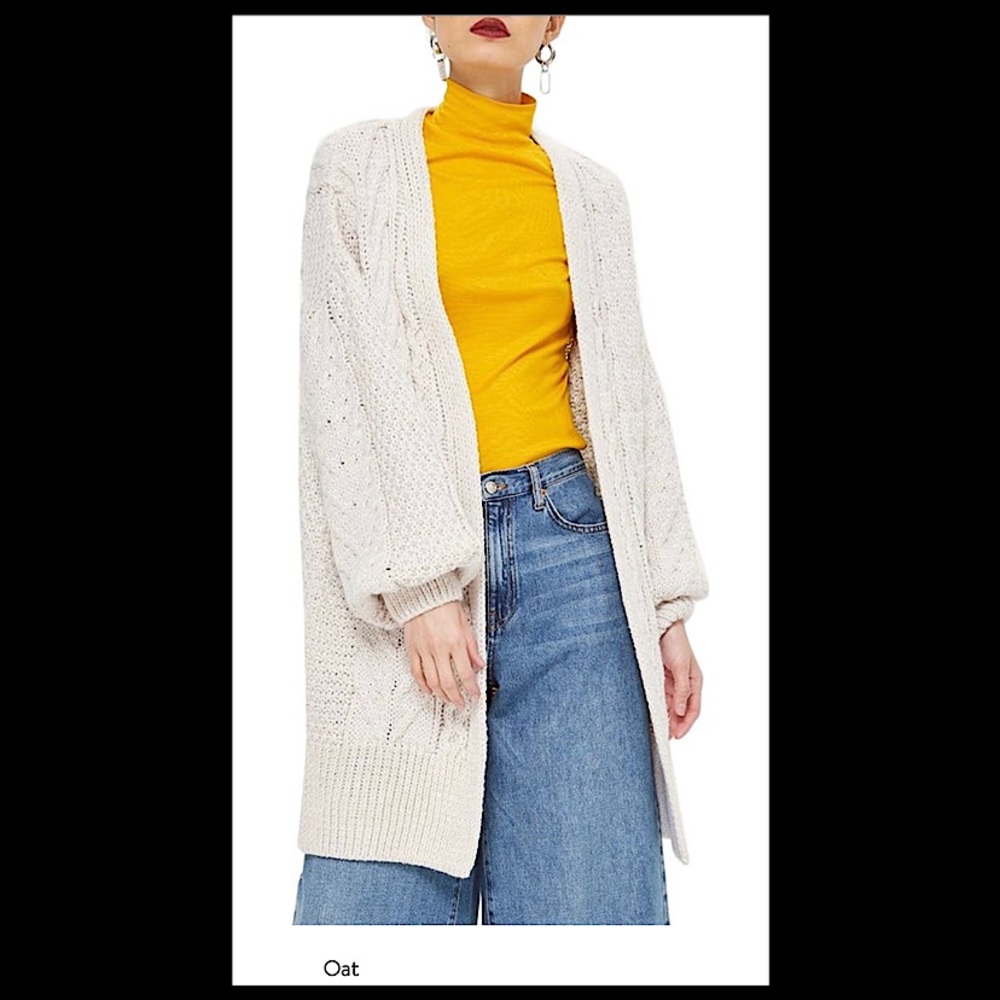 NWT Topshop Long Open Front Cardi - Size 4 - Oat